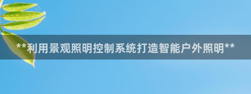 **利用景观照明控制系统打造智能户外照明**